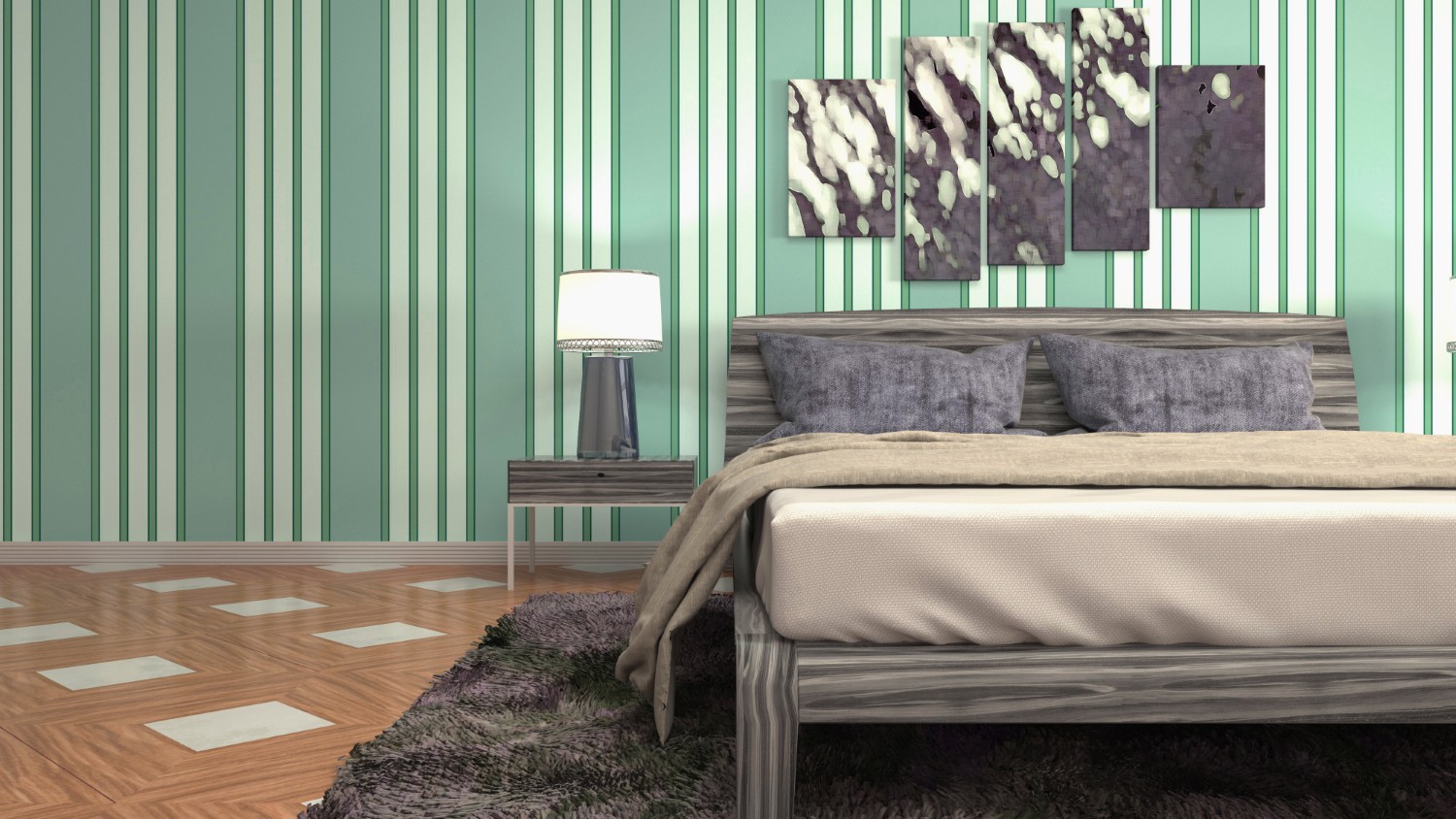 sciana w paski wnetrza